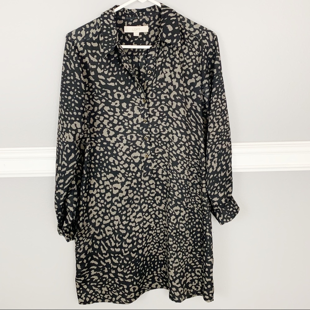 LOFT Button Down Patterned Dress